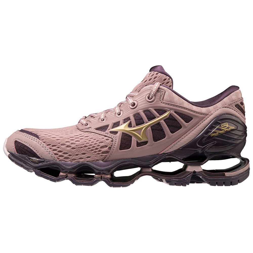 Mizuno Women's Running Shoes Rose/Gold/Purple Wave Prophecy 9 Shoes - J1GD200047